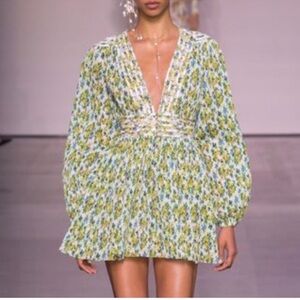 Zimmermann Floral Mini Dress in Green and Blue